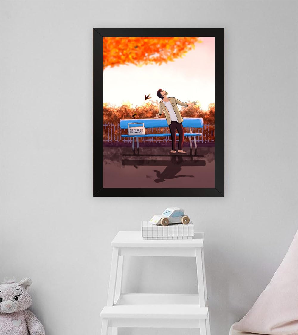 GADGETS WRAP Printed Photo Frame Matte Painting for Home Office Studio Living Room Decoration (11x17inch Black Framed) - Groovin