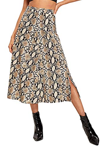 WDIRARA Women s Vintage Snake Skin Mid Waist Long Length Animal Print Skirt Multicolor M