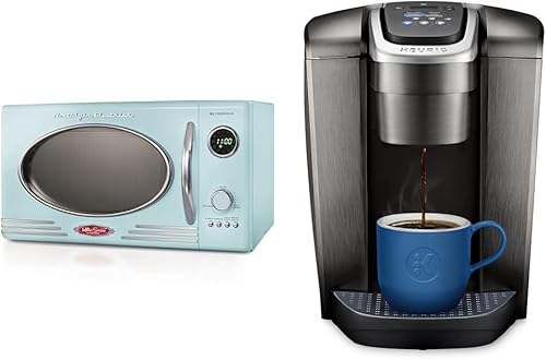 Nostalgia Horno microondas retro para encimera, grande de 800 W, 0.9 pies cúbicos y cafetera Keurig K-Elite K-Elite de una sola porción K-Cup, disponible en Yaxa Venezuela