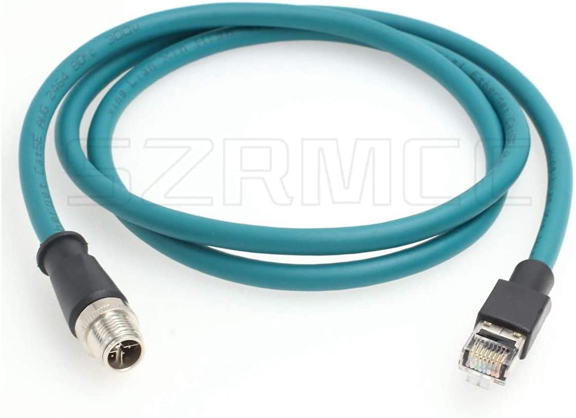 SZRMCC M12 Ethernet GigE Vision Cable Cat7e for Cognex in-Sight 3D L4000 DataMan 470 262 Reader Basler Luxonis Oak-D Pro PoE, M12 8 Pin X-Coded to RJ45-26ft