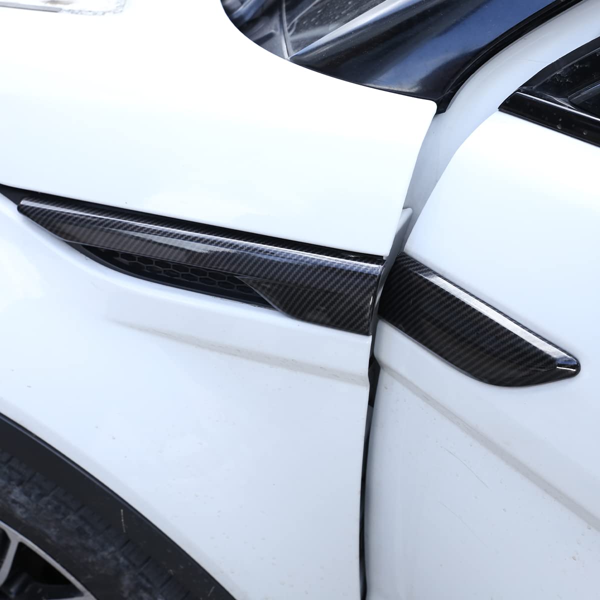 Rivestimento adesivo per bocchetta laterale dell'aria del parafango auto, accessori decorativi per Land Rover Range Rover Evoque 2012-2018 (Fibra di carbonio)
