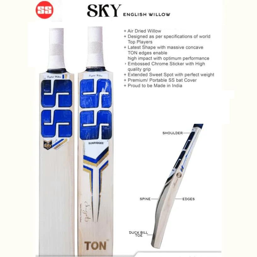 Image of SS Sky English Willow Premium Cricket Bat, Size 4
