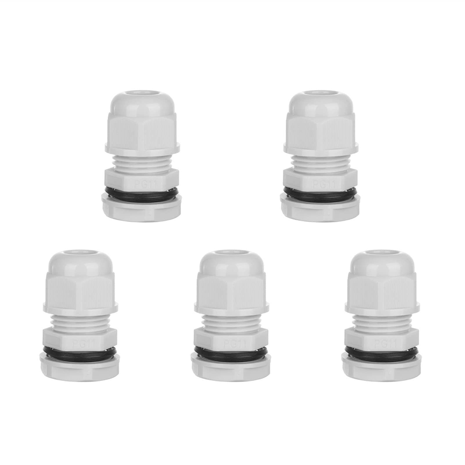 Kabeldichtungs-Mischungssatz, Kunststoff-Nylon-Kabelverbinder-Set, 5 Stück IP68 Kabelverschraubungen PG7-PG16 for 3-14 mm mehrfarbiges Nylon(Pg11 10 White)