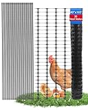 Ezcasch Garden Fence Animal Barrier, Snow Fence Temporary Fence Kit 40 in X 164 Ft, Plastic Safety Fence with 30 45-Inch Steel Stakes and 200 Zipper, Garden Fencing Temporary Fencing for Backyard