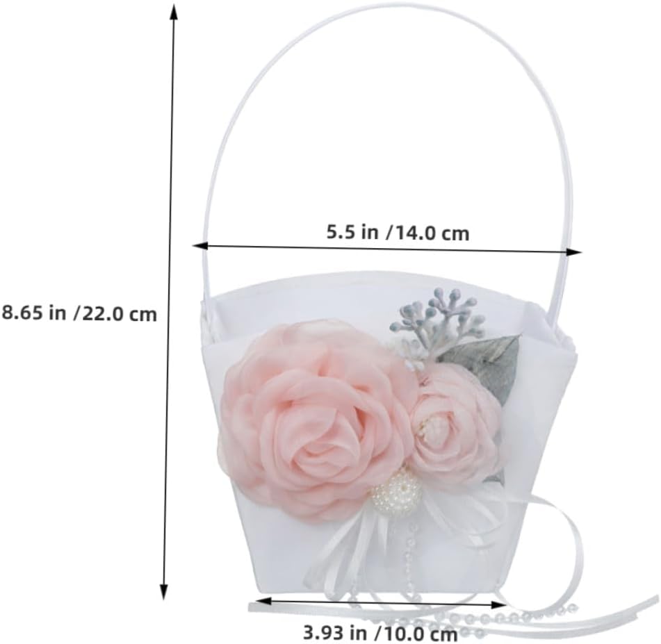 Beaupretty Wedding Flower Basket for Bride and Petal Storage, Portable Fabric Bridal Basket with Handle, Suitable for Wedding Ceremony and Party Supplies