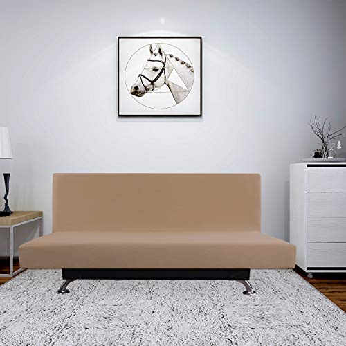 Easy-Going Fleece Stretch Sofa Slipcover Spandex Anti-Slip Soft Couch Sofa Cover, Armless Washable Furniture Protector with Elastic Bottom for Kids, Pets(Futon, Camel) - Image 3