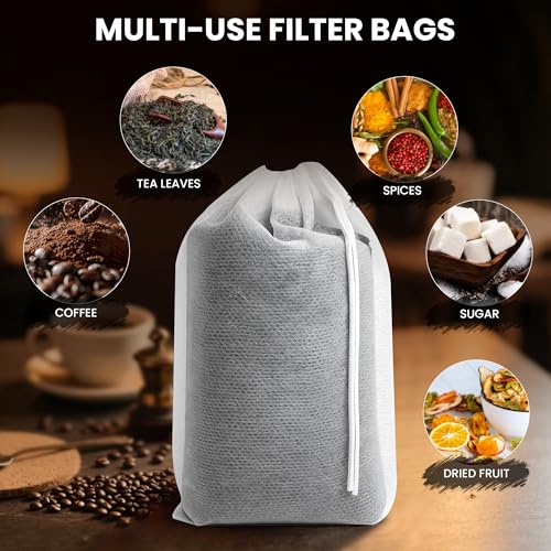 Image of Cold Brew Bags, 120 Count Brew Coffee Filter Bags, 4x6 Inch | Disposable Fine Mesh Drawstring Pouches, Fits Mason Jars & French Press, Ideal for Cold Brew, Coffee, Tea, Herbs & Spices