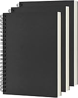 DSTELIN 3-Pack Blank Spiral Notebooks Soft Cover Sketchbooks 100 Pages 100GSM Thick Paper 7.5x5.1 Inch Black