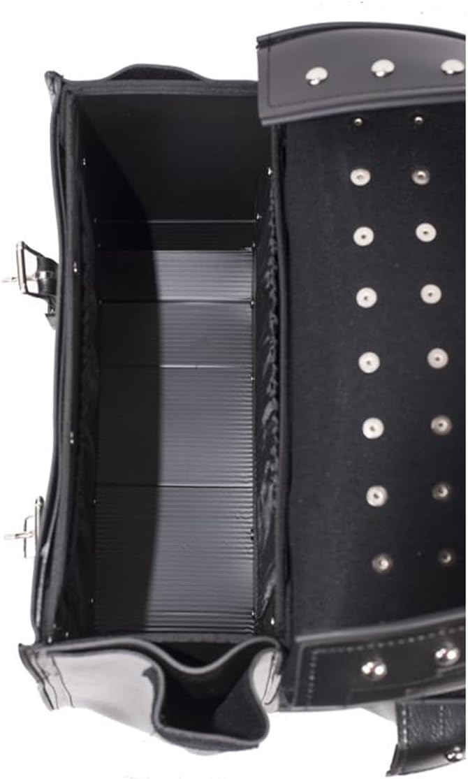GARGOYLE BELLS Motorcycle Saddle Bags Studded PVC Motorcycle Luggage Bag with Gun Holsters For Softails Sportsters and Choppers Waterproof Tool Bags For Motorcycle (Black PVC, 15.5" x 6.5" x 12")