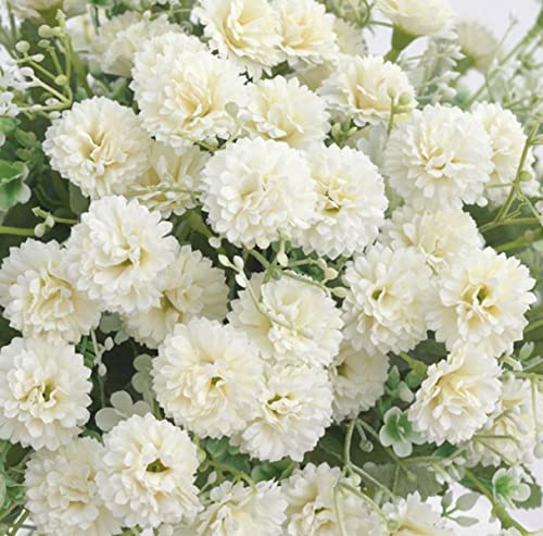 Tbuy Rose 2Pcs Small Carnation Artificial Flowers Bulk Fake Flower With Stems Silk Carnation Flowers For Outdoors Wedding Home Hotel Decorations (White) #TOP2