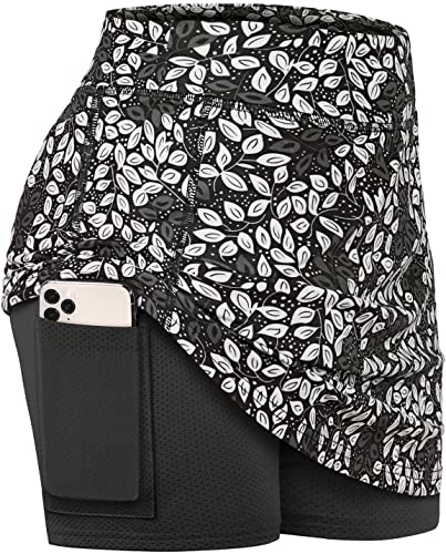 Image of BLEVONH Women Tennis Skirts Inner Shorts Elastic Sports Golf Skorts with Pockets