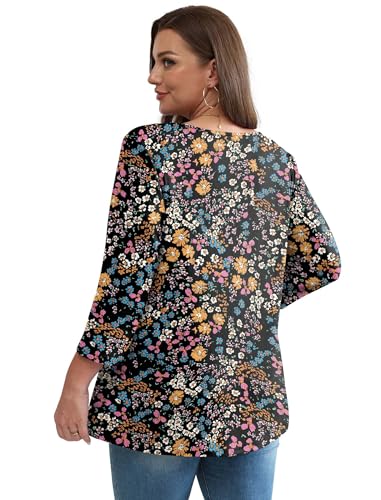 Image of OFEEFAN 3 /4 Length Sleeve Womens Tops 2026 Blouses for Women Dressy Casual Fashion Clothing V Neck Babydoll Tops Fall Outfits