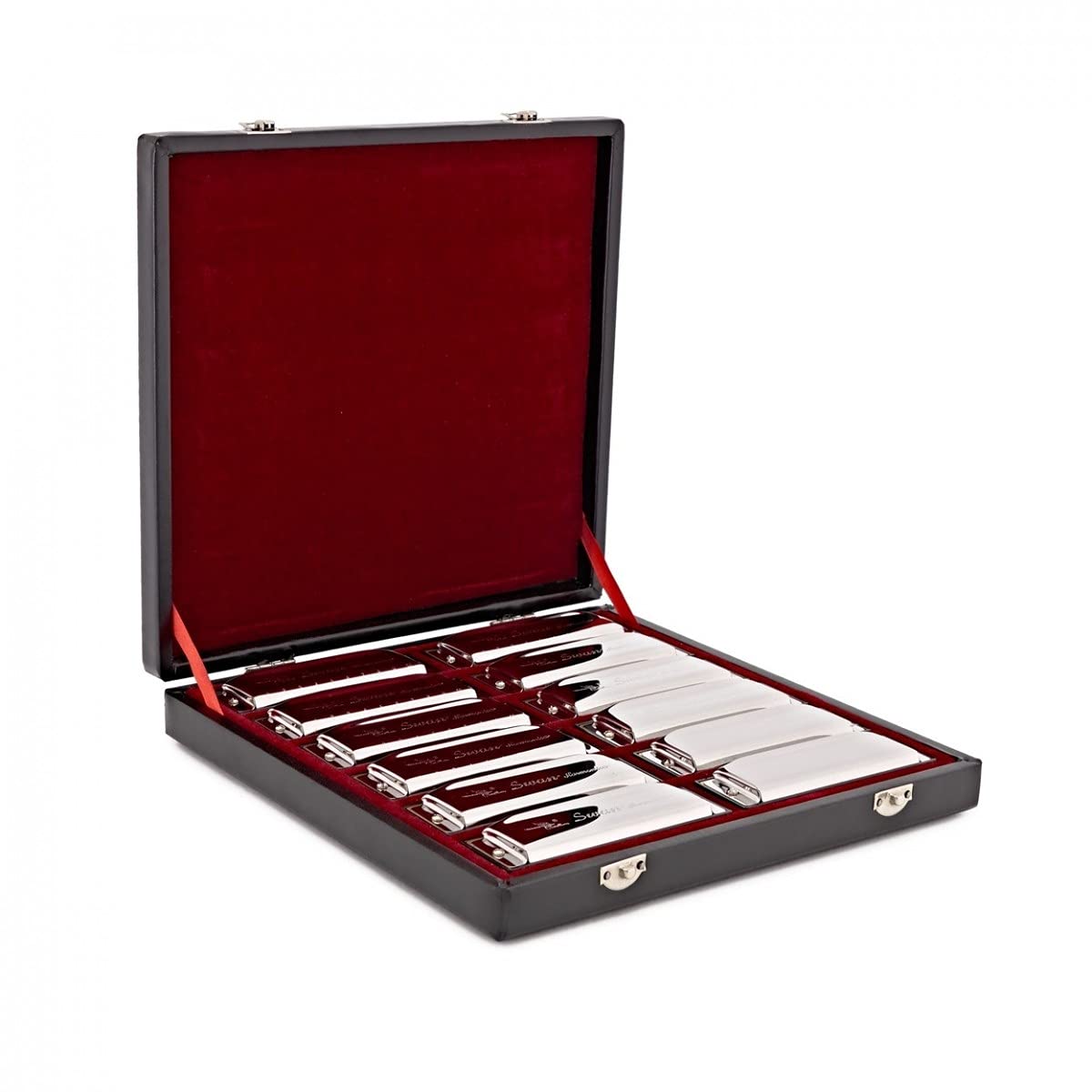 Coffret Harmonica Chromatique 12 Pièces avec Étui, Argent