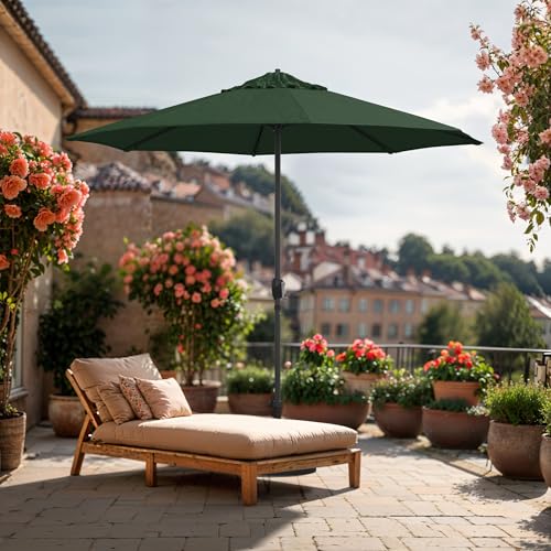 Image of California Umbrella 8-Year Protection 9 Ft Outdoor Patio Umbrella, Solstice Fade-Resistant Fabric, Auto-Tilt, Heavy Duty Aluminum Frame, 8 Reinforced Ribs for Pool or Deck, Bronze Pole