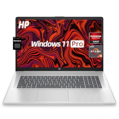 Image of HP 17.3 inch FHD Computer Laptop | AMD Ryzen 5, 8GB LPDDR5 RAM | 512GB PCIe NVMe SSD Storage, Type-C /A, HDMI, Privacy Camera, Bluetooth, Wi-Fi 6, Windows 11 Pro, Long Battery Life, Natural Silver
