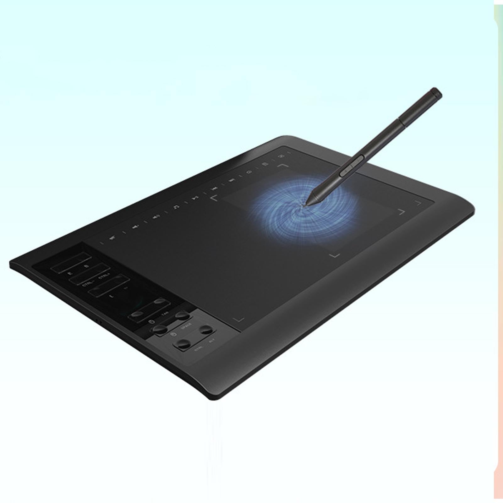Tavoletta Grafica da Disegno 10 X 6 Pollici Ampia Area Attiva, Penna Sensibile Alla Pressione a 8192 Livelli con 12 Tasti di Scelta Rapida, Penna Senza Batteria, Blocco da Disegno per la