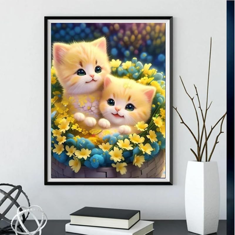 ☆ 5 Dダイヤモンド 絵画セット モザイクアートかわいい 30X40 子猫 Amazon | 5 Dダイヤモンド絵画セットモザイクアートかわいいDIY