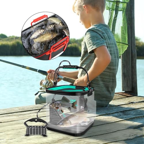 Cubo plegable de pesca multifuncional para cebo y camping con mango 6
