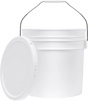 3.5-Gallon White Bucket Pail Container with Lid | Food Grade | Heavy-Duty 90MIL Extra Durable | Metal Handles with Plastic Grip for Easy Carrying | Multi-Use | Easy Stack and Store | BPA Free - 1 Pack