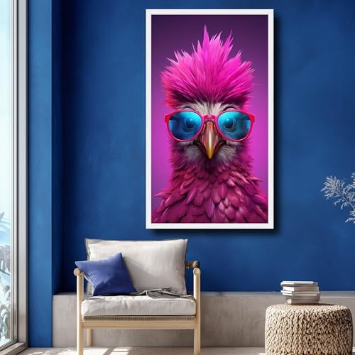 Tableau sur toile oiseau rose de qualité supérieure, peinture unique maison 55x100cm