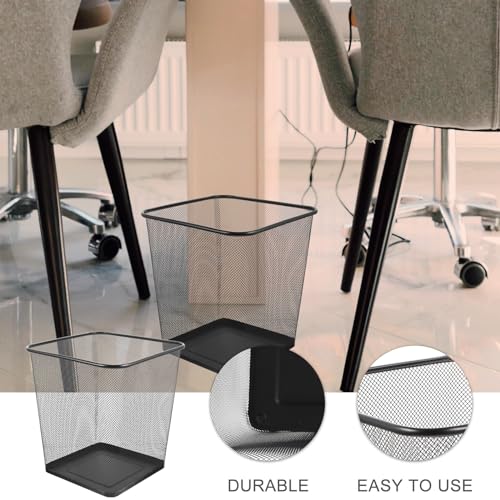 Image of NUOBESTY Mesh Garbage Can Matal Mesh Wastebasket Mesh Trash Bin Mesh Dustbin Square Mesh Wire Waste Bin for Home Office Dorm Kitchen