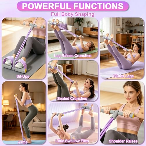 Image of Multifunction Tension Rope, 6-Tube Elastic Yoga Pedal Puller Resistance Band, Natural Latex Tension Rope Fitness Equipment, for Abdomen /Waist /Arm /Leg Stretching Slimming Training