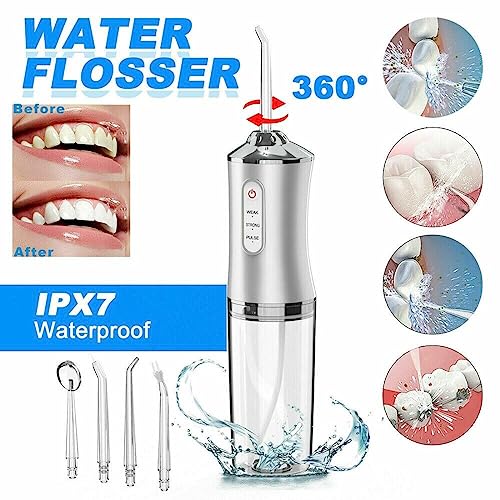 FiTspi 220ml Oral Irrigator Cordless Dental Water Flosser for Teeth Cleaning 3 Pressure Mode 4 Jet Tip IPX7 Waterproof - Image 2