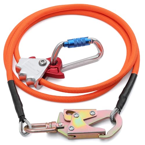 Image of Steel Wire Core Flip Line Kit 1 /2 inch X16ft Arborist Equipment,Adjustable Lanyard Steel Core Tree Climbing Positioning Lanyard for Fall Protection Climbers Tree Climbers