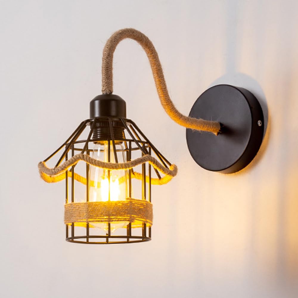 SMCCYYSD Retro Wall Lamp Black Sconce Farmhouse Light Hardwired Sconces Lighting, Vintage Mount Lights for Living Room Bedroom Restaurant E27 Bedside Lamps