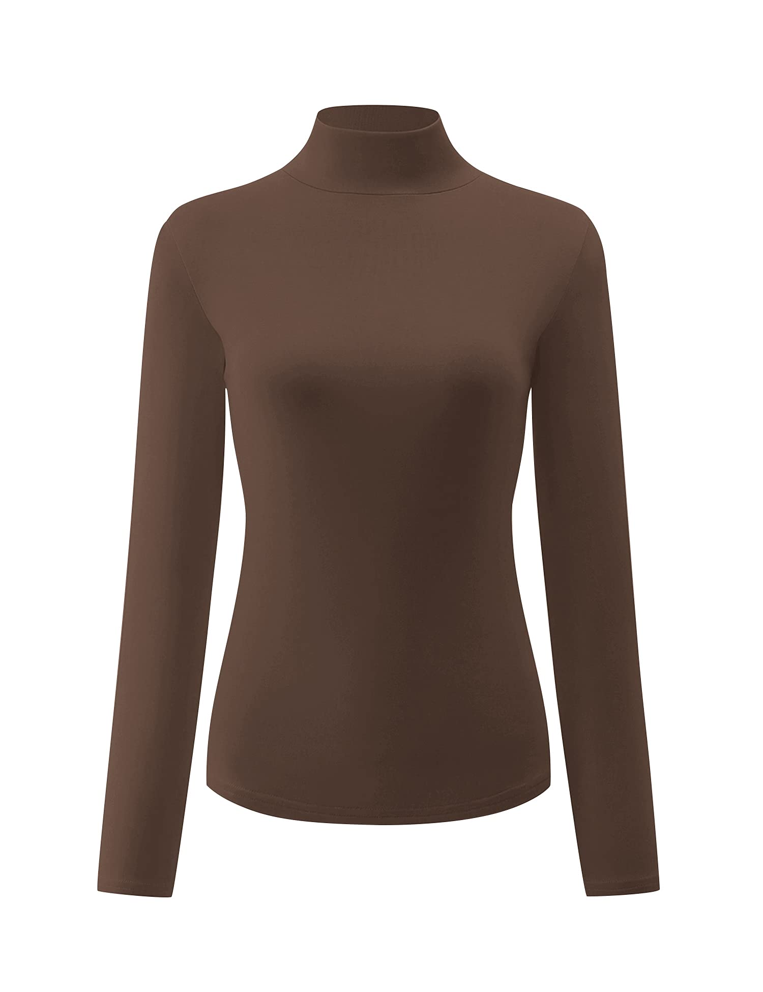 Kindcall Womens Slim Fitted Mock Turtleneck Tops Long Sleeve Lightweight Base Layer Shirts