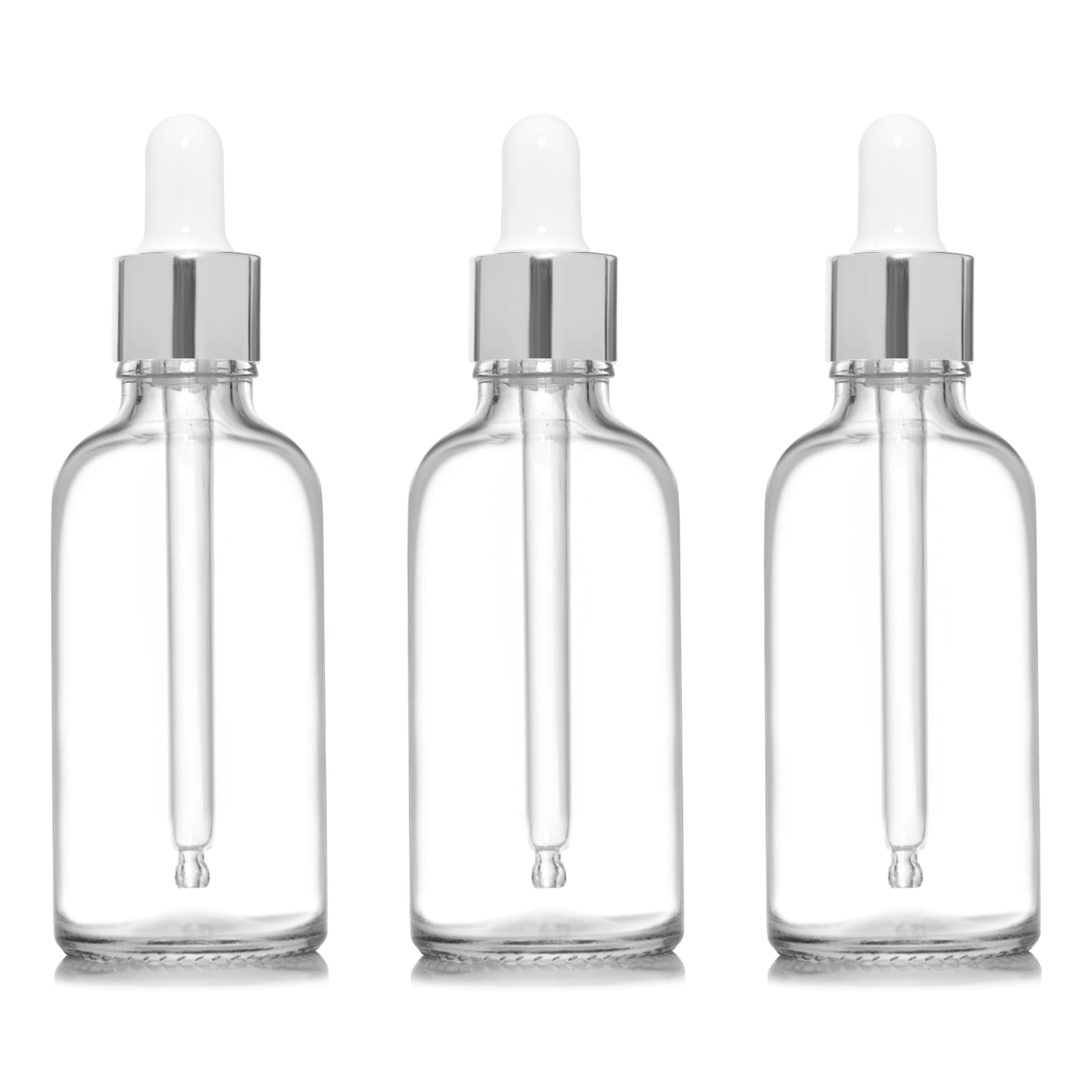 50ML Clear Glass Dropper Bottle Pack of 3 | Silver White Dropper Bottles for Essential Oils, Serum, Beard Oil, Hair Oil, DIY Liquids & Cosmetic Storage | Leakproof Refillable Empty Glass Bottles-image-21