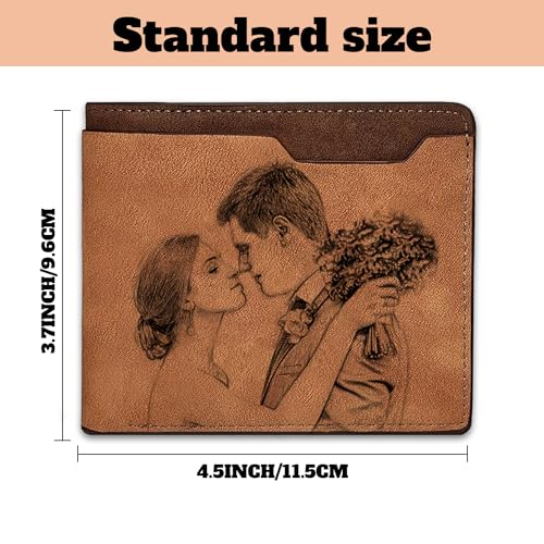 Personalized Photo Wallet for Men Custom Leather Wallet Picture Initial Name Engraved Wallet for Dad Husband Boyfriend Gifts for Birthday Anniversary Christmas Father's Day2