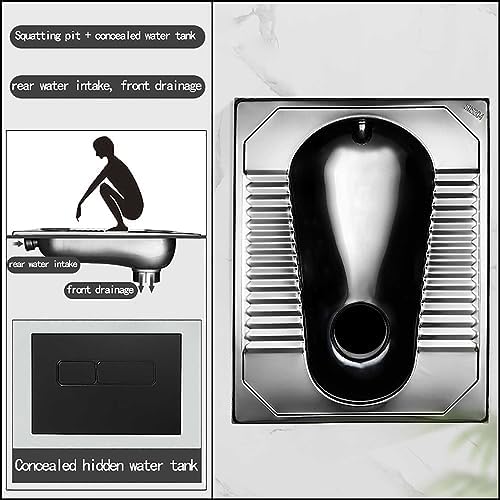 Squat Toilet Black Household Squat Toilet Toilet Water Tank Set 304 Stainless Steel Induction Squat Toilet (B Hidden Water Tank) (A Hidden Water Tank)