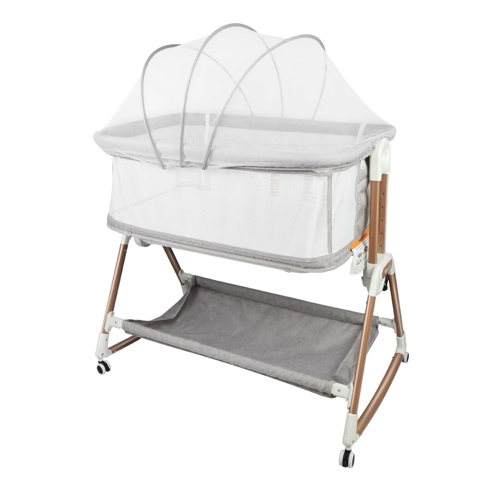 Kedia Babywiege mit Moskitonetz, Babybett & Reisebett mit Rollen, Babybett für Wiegen, höhenverstellbar, Babybetten (90 x 60 x 90 – 115 cm)