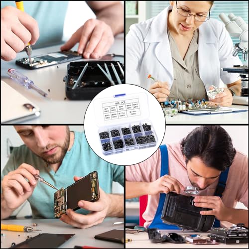 M2 Schrauben Set, 600 Stück Linsenkopf Innensechskantschrauben Muttern Set mit Unterlegscheiben Set, Schwarz Rundkopfschrauben und Muttern Sortiment Kit, Maschinenschrauben Gewindeschrauben Set