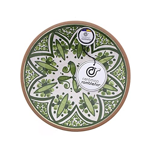 CERÁMICA RAMBLEÑA | Plato Decorativo para Colgar en Pared | Plato de cerámica | Plato Pared de Barro Rojo Modelo D23 | 100% Hecho a Mano | 17x17x3.8 cm