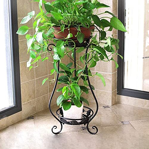 Image of MetalTouch Elegant Plant Stand vase Type Flower Pot Stand for Balcony Living Room Outdoor Indoor Plants Plant Holder Home Decor Item-60 cm (Black Double Pot)