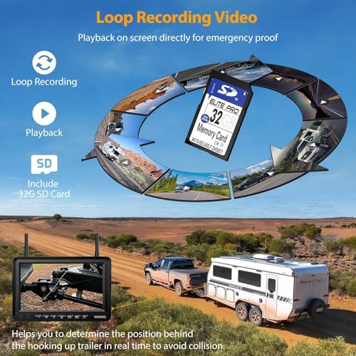 Image of Magnetic Solar Wireless Backup Camera Plug and Play 7 inch 1080P HD DVR IPS Monitor,IR Night Vision,IP69 Waterproof 1-Min Solar Install,No-Drill,Xroose Wireless Backup Camera for Truck /Trailer /Camp