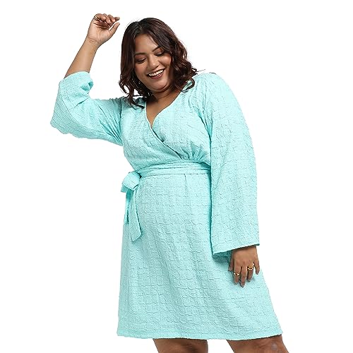 Image of Instafab Plus Women's Dress for Casual Wear | Short Sleeve | Plus-Size Fit | Polyester Fabric | V-Neck Dress Crafted with Comfort Fit for Everyday Wear