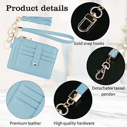 Image of KNGITRYI Small Wristlet Wallets for Women RFID Credit Card Holder Wallet Keychain Wristlet Wallet Credit Card Wallets for Women (Light Blue)
