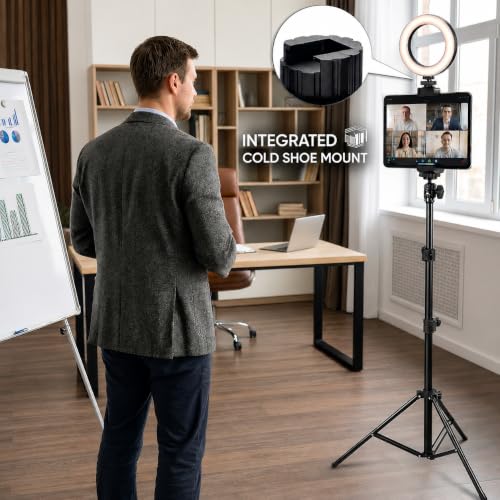 Image of iPad Tripod Mount Adapter with Bluetooth Remote - Works With All Tablets