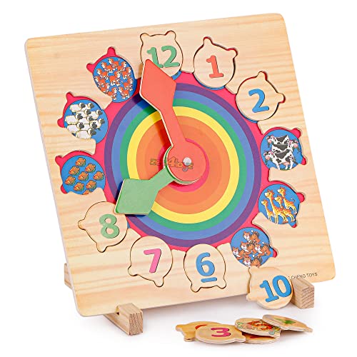 Image of Zest 4 Toyz Wooden Clock Toy for Kids Learning Counting Number Clock Shape Patterns Sorting Puzzle Educational Toys for Kids Montessori Preschool Activity Toy for 3 Years +