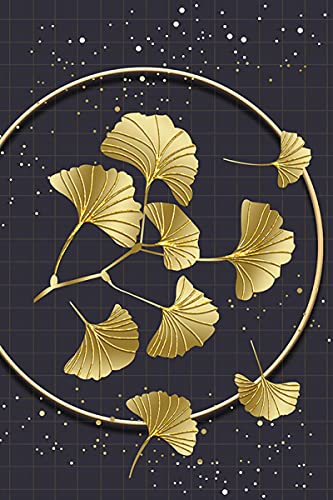 Toile plante feuille d'or pour salon triptyque chic 60x80cm - 6