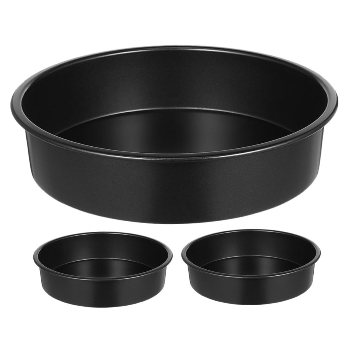 ULTECHNOVO Lot de 3 Moules à Gâteau Ronds Antiadhésifs, Acier au Carbone, Fond Fixe, pour Four et Mousse, Noir