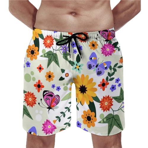 Shorts de bain homme fleurs de papillon maillot de bain séchage rapide swim trunk S