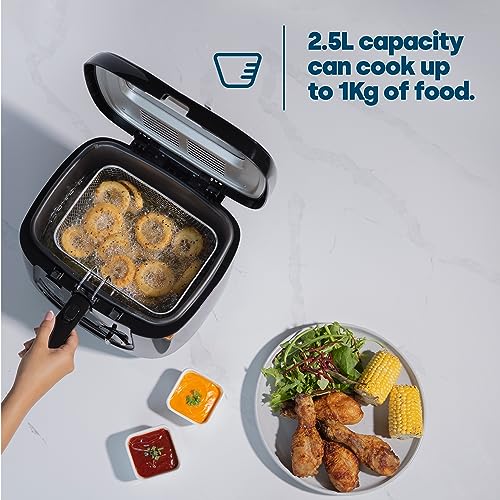 LIVIVO 2.5L Deep Fat Fryer – Electric Chip Fryer with Non-Stick Coating, Viewing Window, Built in Odour Filter and Removable Lid for Easy Cleaning – Compact Deep Fat Fryers Easy Clean - Black - Image 3