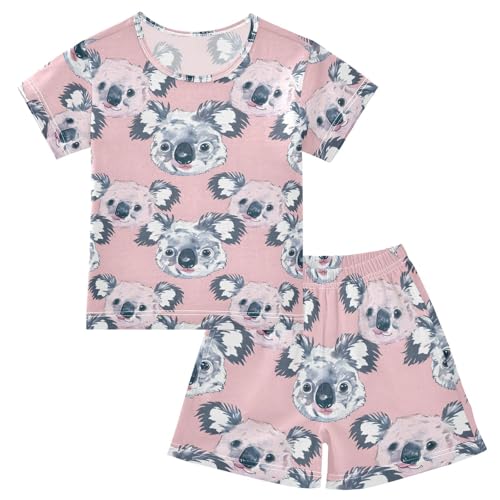 ALAZA Cute Koala Watercolor Pajamas Short Sleeve 2 Piece Sleepwear Top and Bottom Pajama Set Unisex