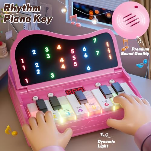 Piano for Kids, Piano Keyboard Learning Toys for Kids Boys Girls Ages 3 4 5 6 7 Year Old, 7 Modes Educational Toy Keyboard Piano with Light-Up Keys, Travel Piano Toy Music Rhythm Machine Birthday Gift by Xelabrion - Used condition - Image 4