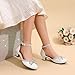 DREAM PAIRS Girls Dress Shoes Closed Toe Low Heels Ankle Strap Pumps for Toddler Little Big Kid Flower Party Wedding Princess,Size 4 Big Kid,White,SDFL2318K
