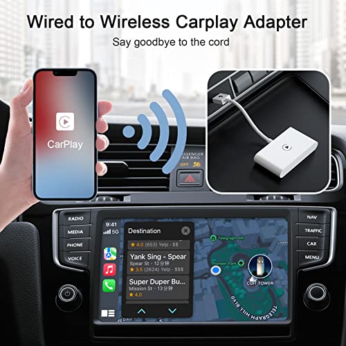 Adaptador de CarPlay sem fio para iPhone,2023 atualização com fio CarPlay converter CarPlay sem fio
